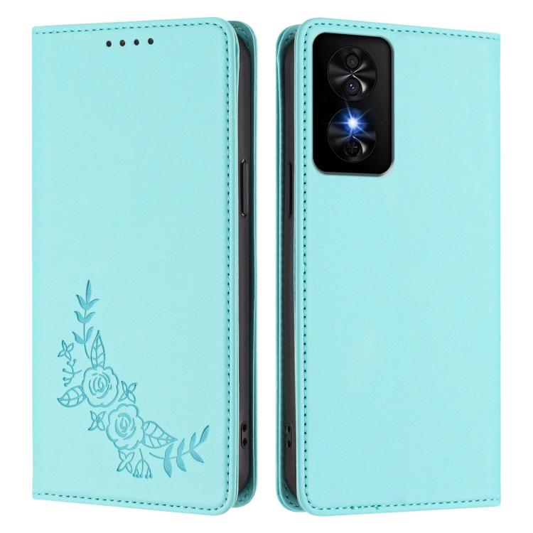 For TCL 50 SE / 40 NXTpaper 4G Peony Embossed Magnetic RFID Vegan Leather Phone Case