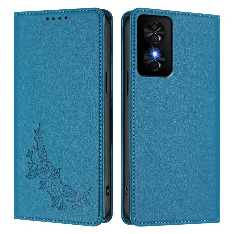 For TCL 50 SE / 40 NXTpaper 4G Peony Embossed Magnetic RFID Vegan Leather Phone Case