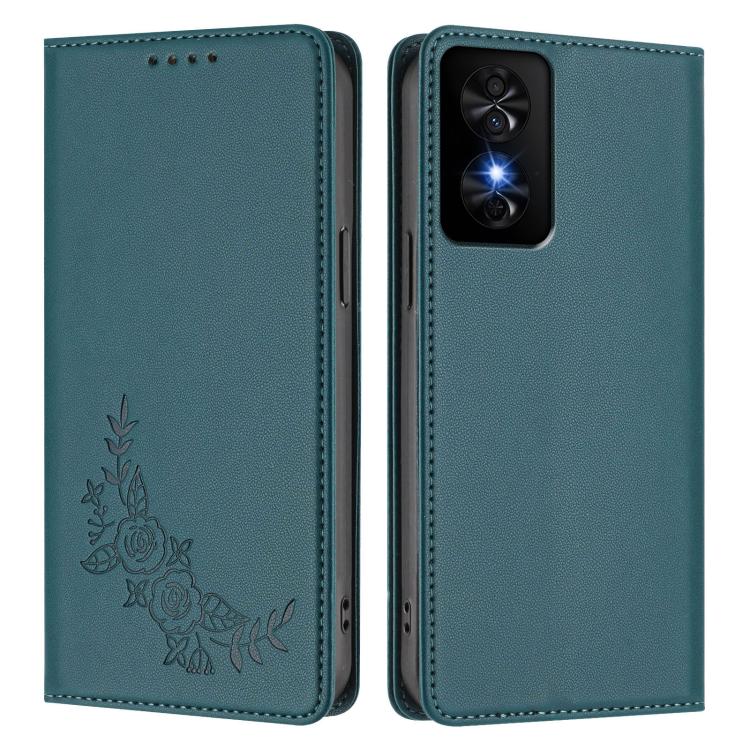 For TCL 50 SE / 40 NXTpaper 4G Peony Embossed Magnetic RFID Vegan Leather Phone Case