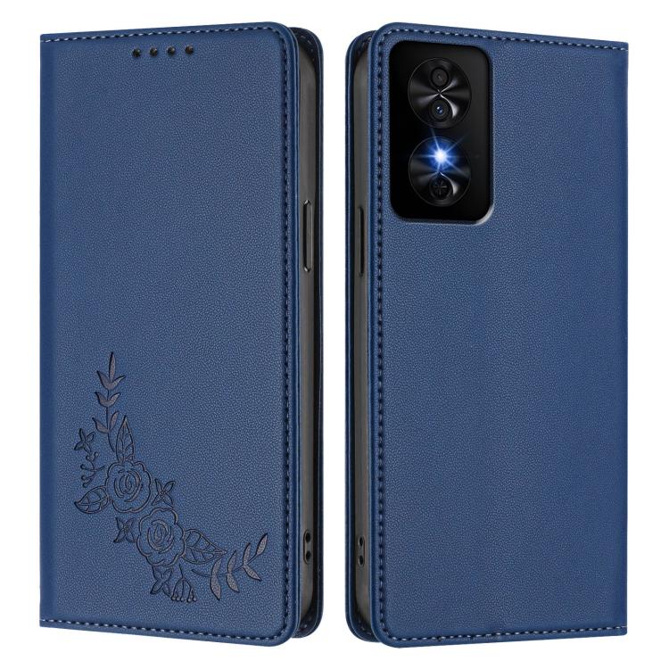 For TCL 50 SE / 40 NXTpaper 4G Peony Embossed Magnetic RFID Vegan Leather Phone Case