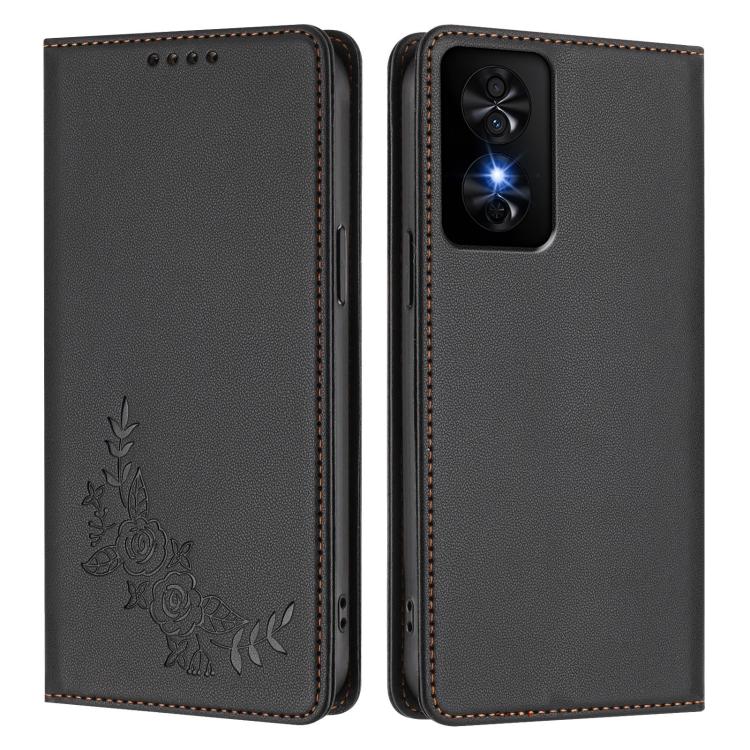 For TCL 50 SE / 40 NXTpaper 4G Peony Embossed Magnetic RFID Vegan Leather Phone Case