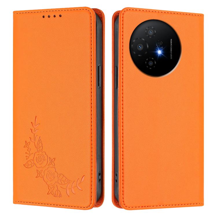 For TCL 50 XL / 50 XL Nxtpaper Peony Embossed Magnetic RFID Vegan Leather Phone Case