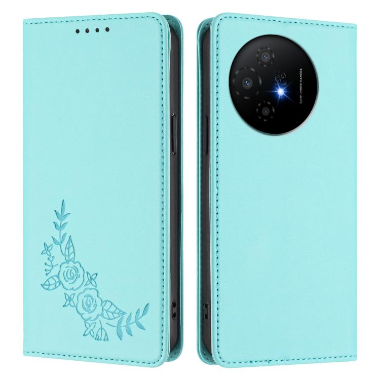 For TCL 50 XL / 50 XL Nxtpaper Peony Embossed Magnetic RFID Vegan Leather Phone Case