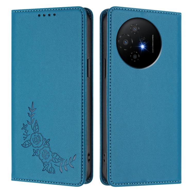 For TCL 50 XL / 50 XL Nxtpaper Peony Embossed Magnetic RFID Vegan Leather Phone Case