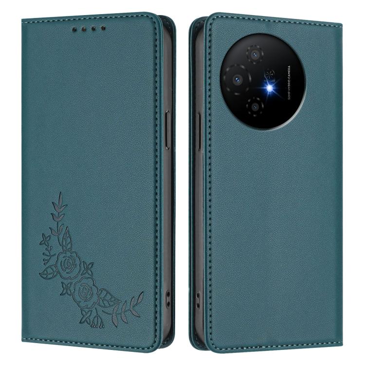 For TCL 50 XL / 50 XL Nxtpaper Peony Embossed Magnetic RFID Vegan Leather Phone Case
