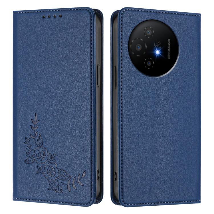 For TCL 50 XL / 50 XL Nxtpaper Peony Embossed Magnetic RFID Vegan Leather Phone Case