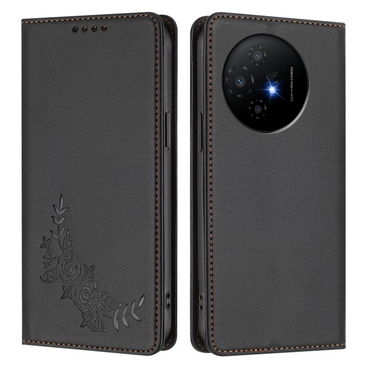For TCL 50 XL / 50 XL Nxtpaper Peony Embossed Magnetic RFID Vegan Leather Phone Case