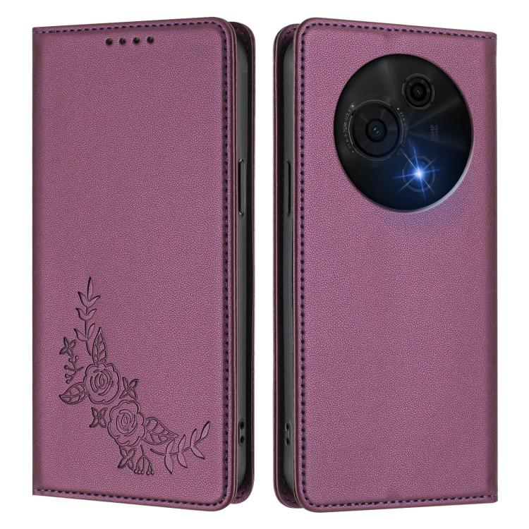 For TCL 60 NXTpaper Peony Embossed Magnetic RFID Vegan Leather Phone Case