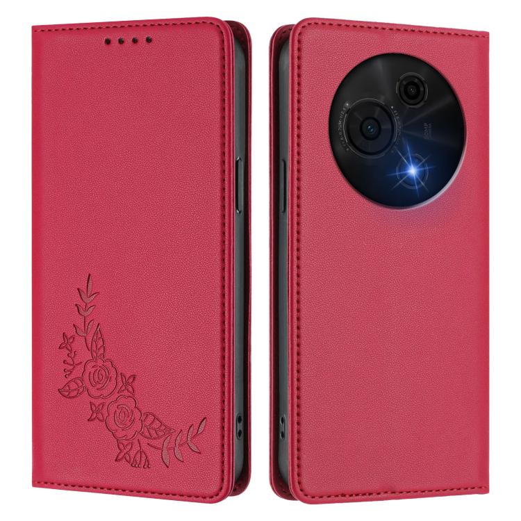 For TCL 60 NXTpaper Peony Embossed Magnetic RFID Vegan Leather Phone Case