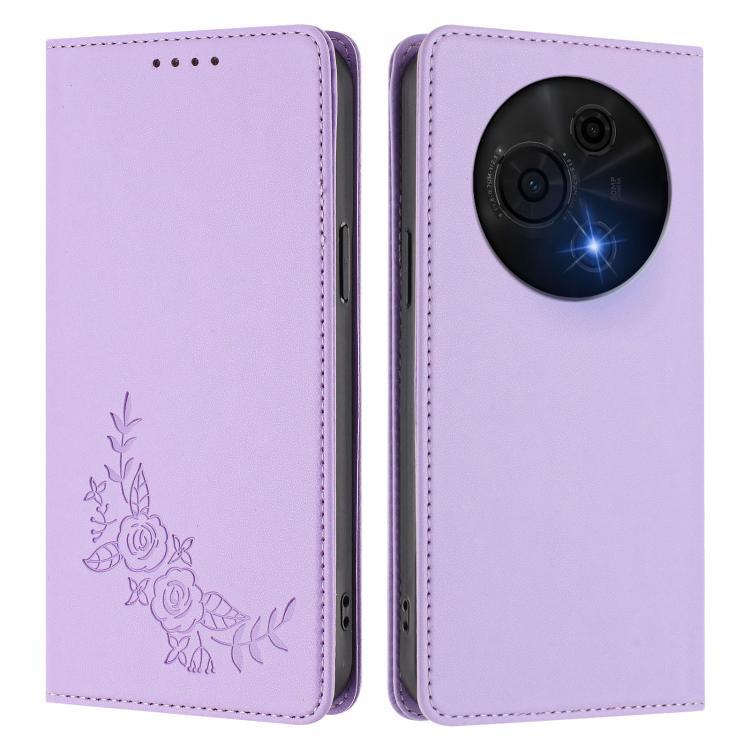 For TCL 60 NXTpaper Peony Embossed Magnetic RFID Vegan Leather Phone Case