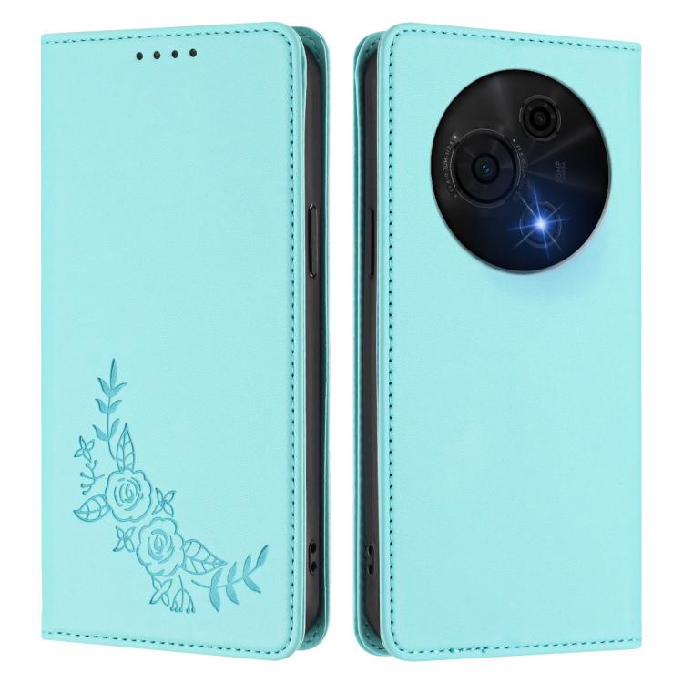 For TCL 60 NXTpaper Peony Embossed Magnetic RFID Vegan Leather Phone Case