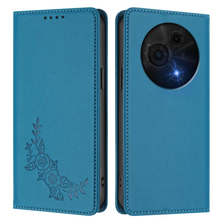 For TCL 60 NXTpaper Peony Embossed Magnetic RFID Vegan Leather Phone Case