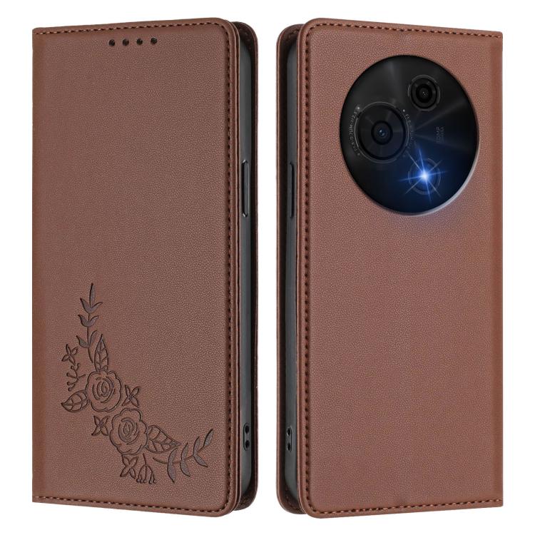 For TCL 60 NXTpaper Peony Embossed Magnetic RFID Vegan Leather Phone Case