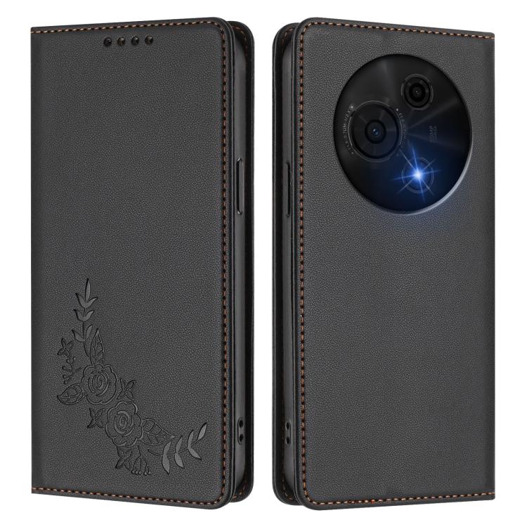 For TCL 60 NXTpaper Peony Embossed Magnetic RFID Vegan Leather Phone Case