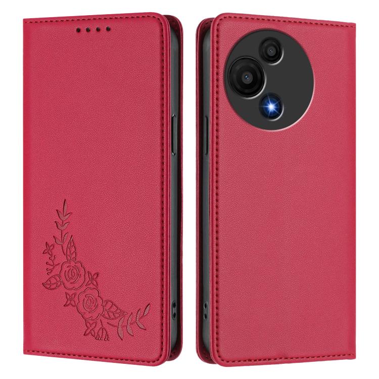 For TCL 60 SE NXTpaper Peony Embossed Magnetic RFID Vegan Leather Phone Case