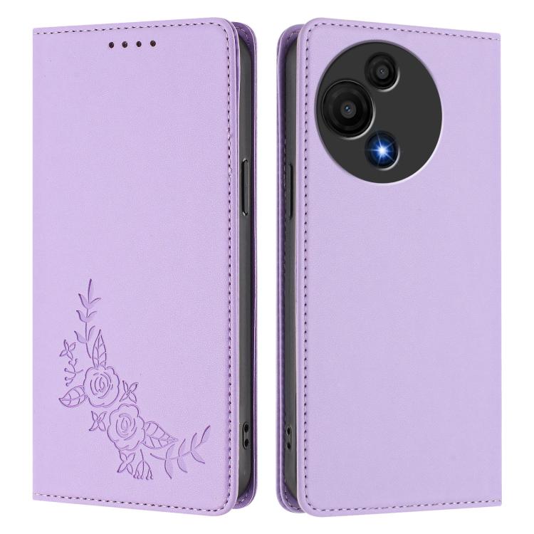For TCL 60 SE NXTpaper Peony Embossed Magnetic RFID Vegan Leather Phone Case