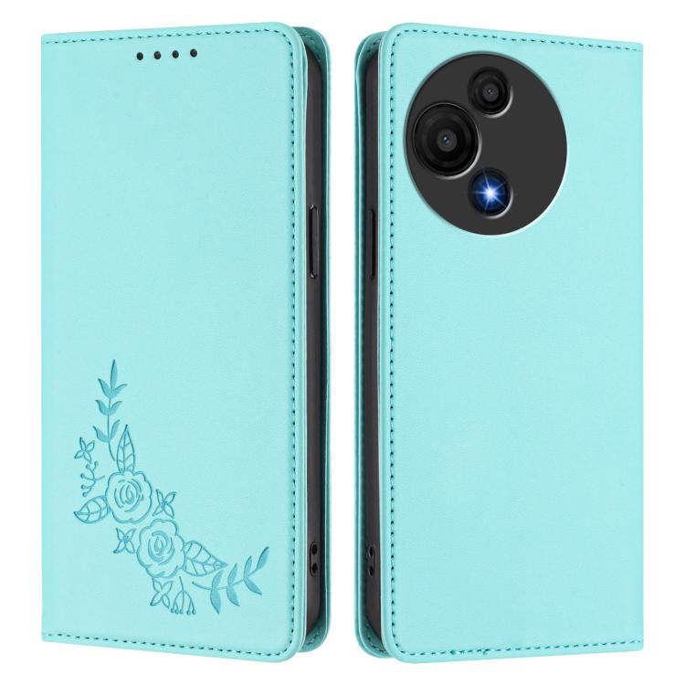 For TCL 60 SE NXTpaper Peony Embossed Magnetic RFID Vegan Leather Phone Case