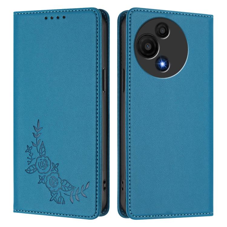 For TCL 60 SE NXTpaper Peony Embossed Magnetic RFID Vegan Leather Phone Case