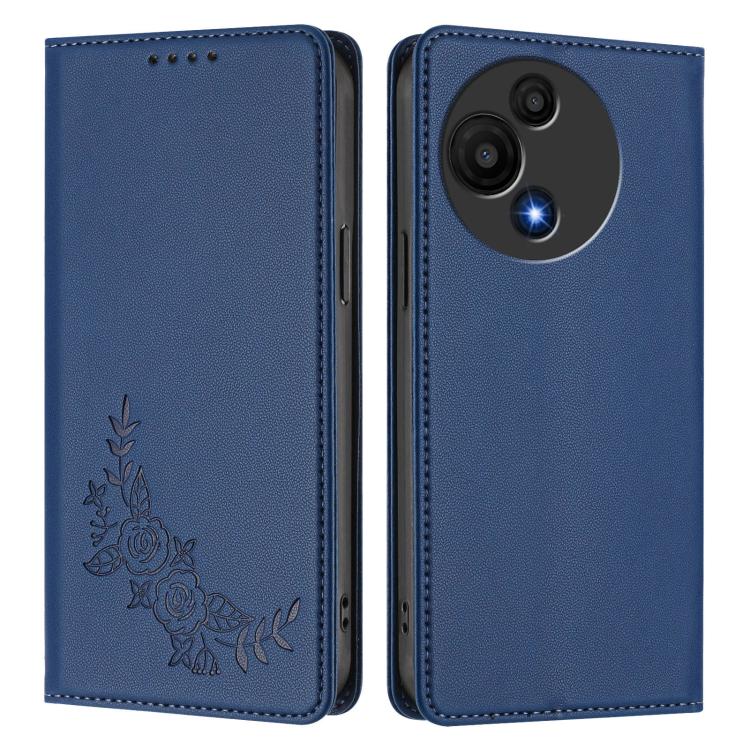 For TCL 60 SE NXTpaper Peony Embossed Magnetic RFID Vegan Leather Phone Case