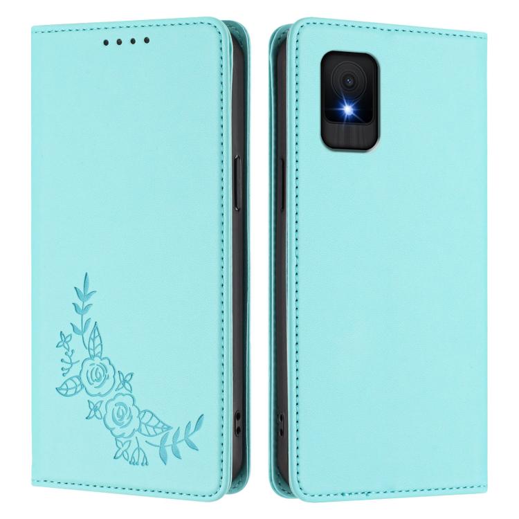 For TCL 502 Peony Embossed Magnetic RFID Vegan Leather Phone Case