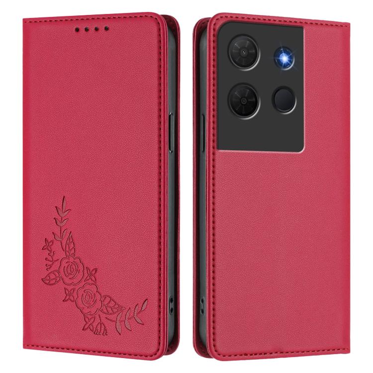 For TCL 503 Peony Embossed Magnetic RFID Vegan Leather Phone Case