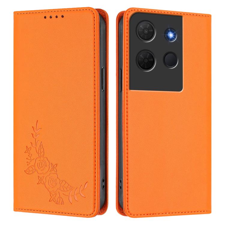 For TCL 503 Peony Embossed Magnetic RFID Vegan Leather Phone Case