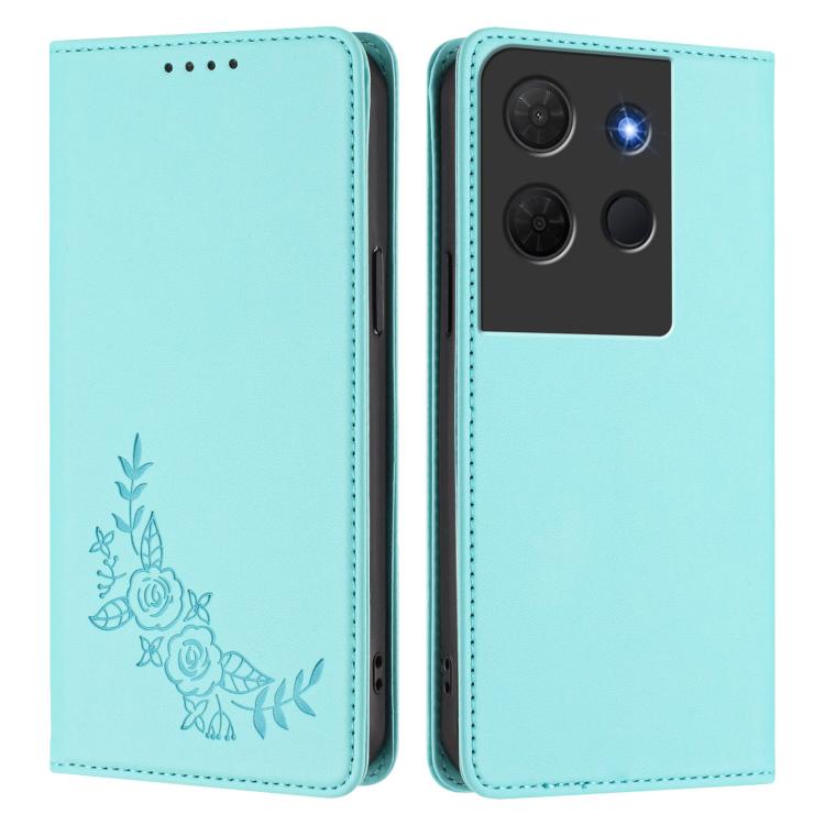 For TCL 503 Peony Embossed Magnetic RFID Vegan Leather Phone Case