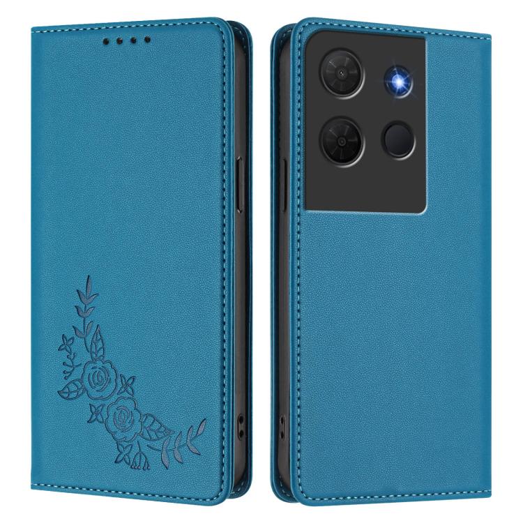For TCL 503 Peony Embossed Magnetic RFID Vegan Leather Phone Case