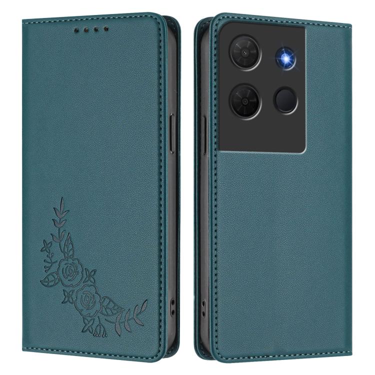 For TCL 503 Peony Embossed Magnetic RFID Vegan Leather Phone Case