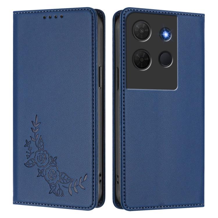 For TCL 503 Peony Embossed Magnetic RFID Vegan Leather Phone Case