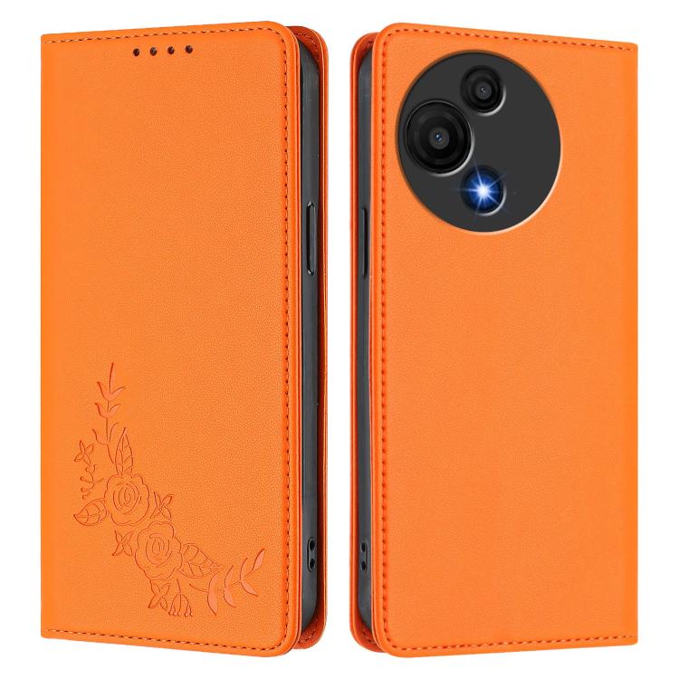 For TCL 605 / 60 SE Peony Embossed Magnetic RFID Vegan Leather Phone Case