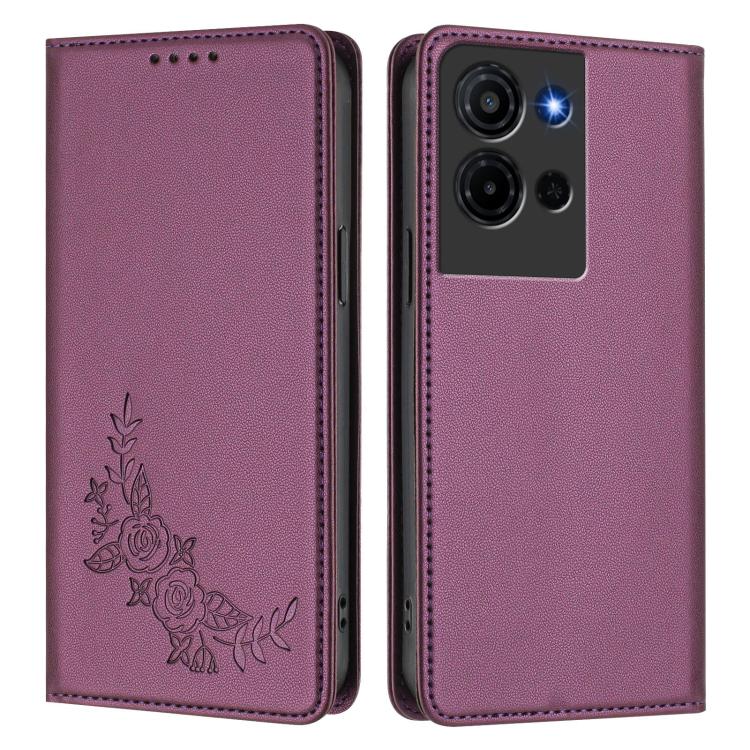 For TCL K32 / K33 Peony Embossed Magnetic RFID Vegan Leather Phone Case