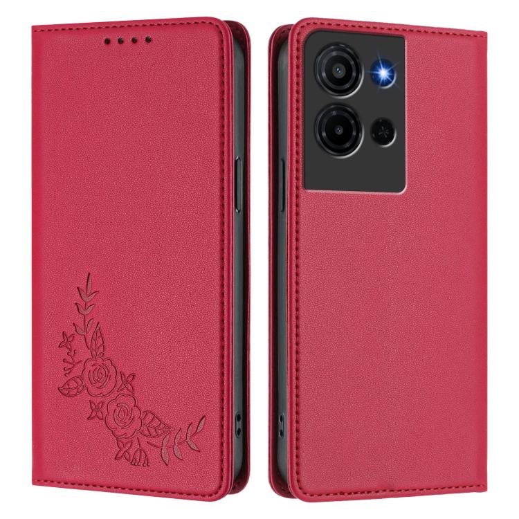 For TCL K32 / K33 Peony Embossed Magnetic RFID Vegan Leather Phone Case