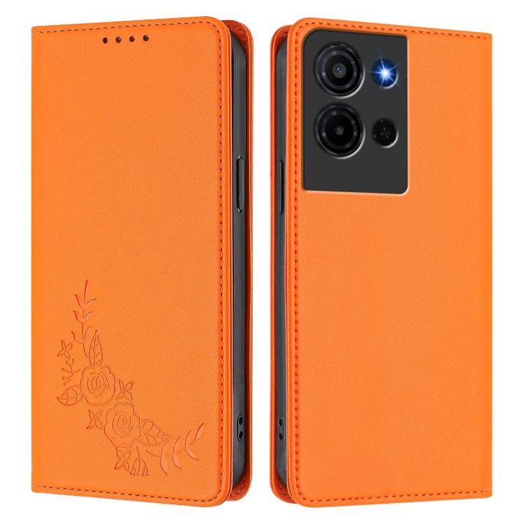 For TCL K32 / K33 Peony Embossed Magnetic RFID Vegan Leather Phone Case