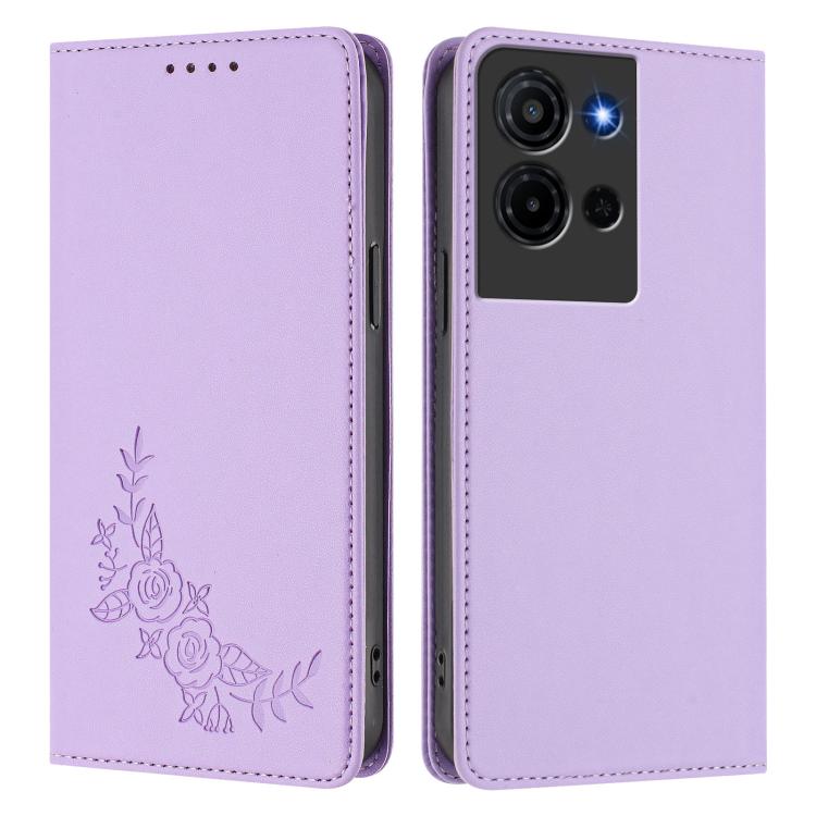 For TCL K32 / K33 Peony Embossed Magnetic RFID Vegan Leather Phone Case