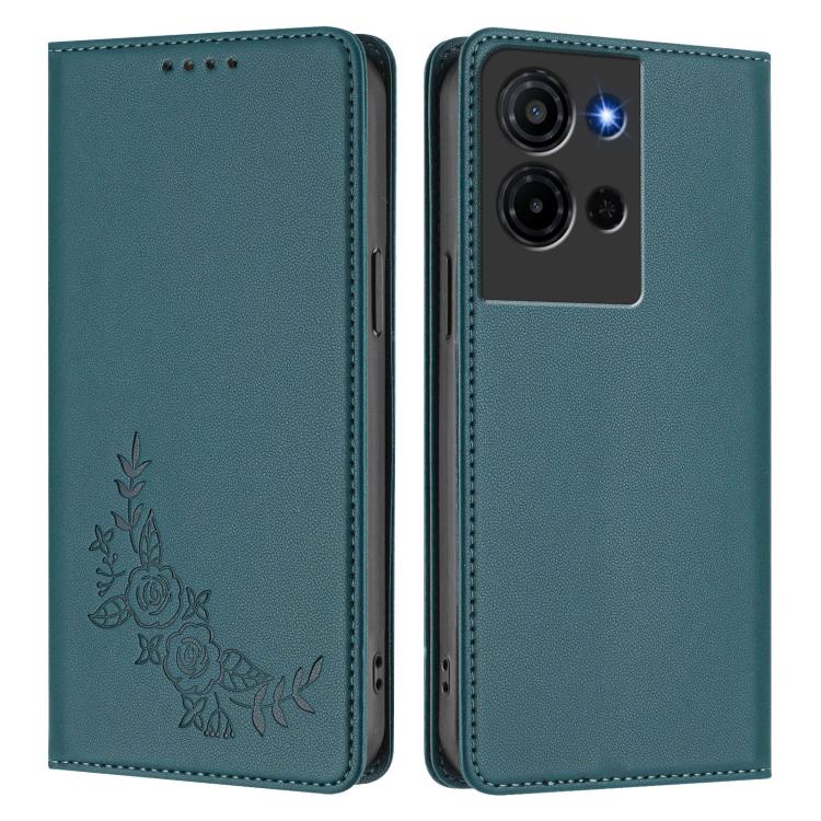 For TCL K32 / K33 Peony Embossed Magnetic RFID Vegan Leather Phone Case