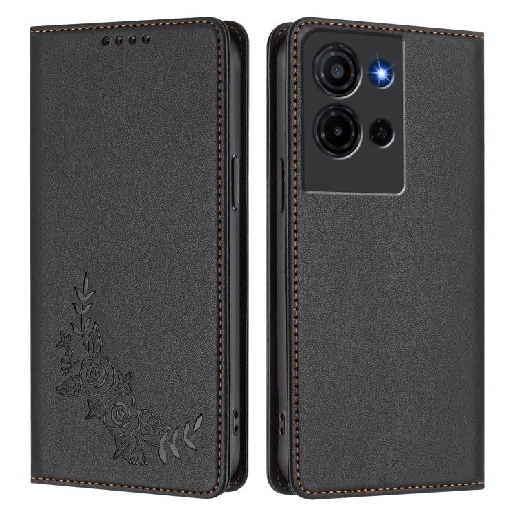 For TCL K32 / K33 Peony Embossed Magnetic RFID Vegan Leather Phone Case