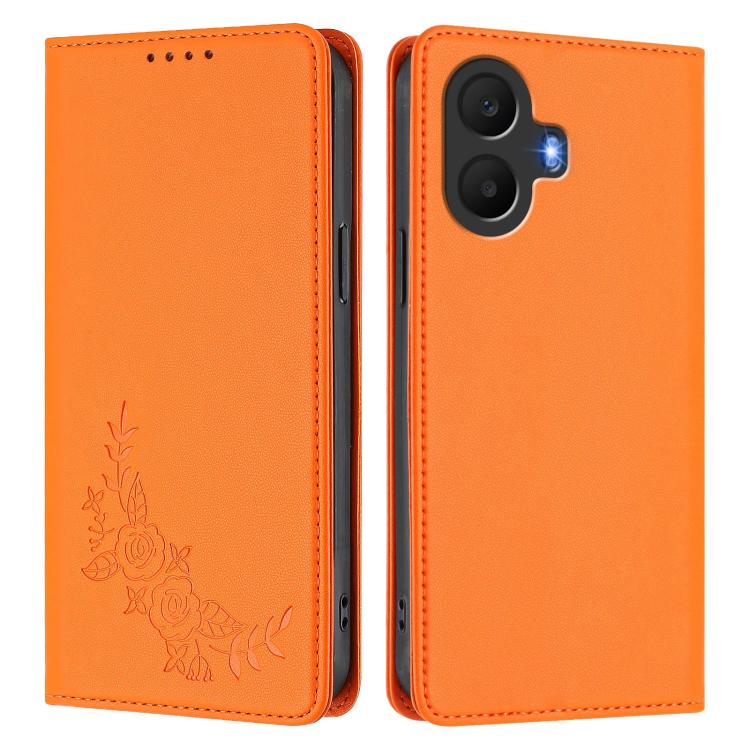 For TCL K70 5G Peony Embossed Magnetic RFID Vegan Leather Phone Case