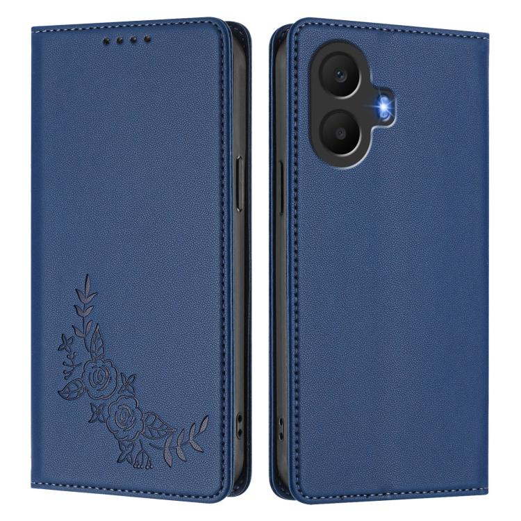 For TCL K70 5G Peony Embossed Magnetic RFID Vegan Leather Phone Case