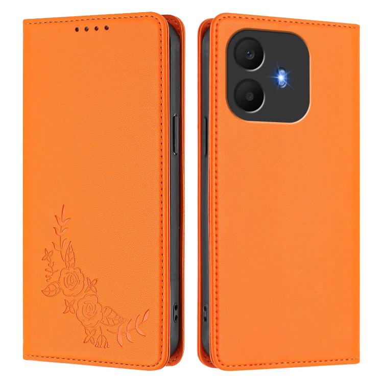 For TCL K70 Power 4G / K70 4G Peony Embossed Magnetic RFID Vegan Leather Phone Case