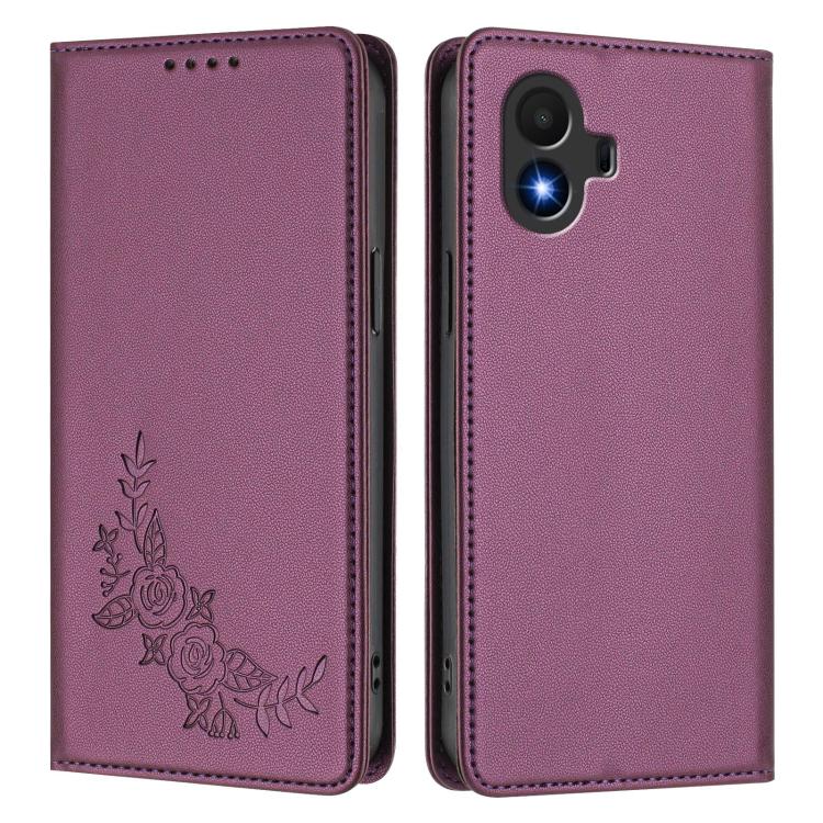 For TCL K70 SE Peony Embossed Magnetic RFID Vegan Leather Phone Case