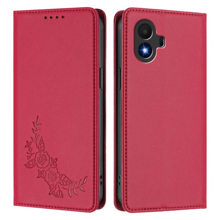 For TCL K70 SE Peony Embossed Magnetic RFID Vegan Leather Phone Case