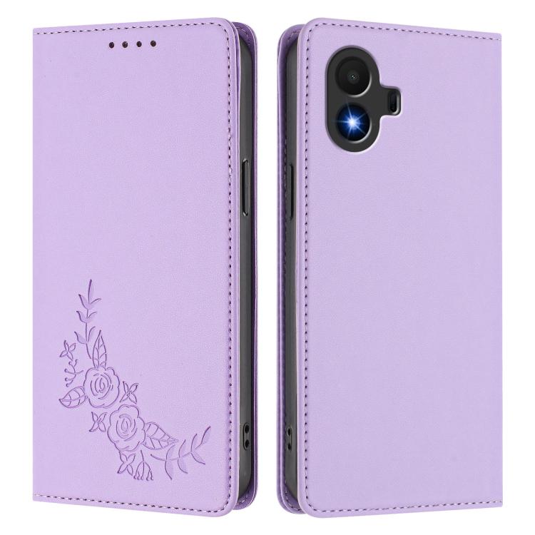 For TCL K70 SE Peony Embossed Magnetic RFID Vegan Leather Phone Case