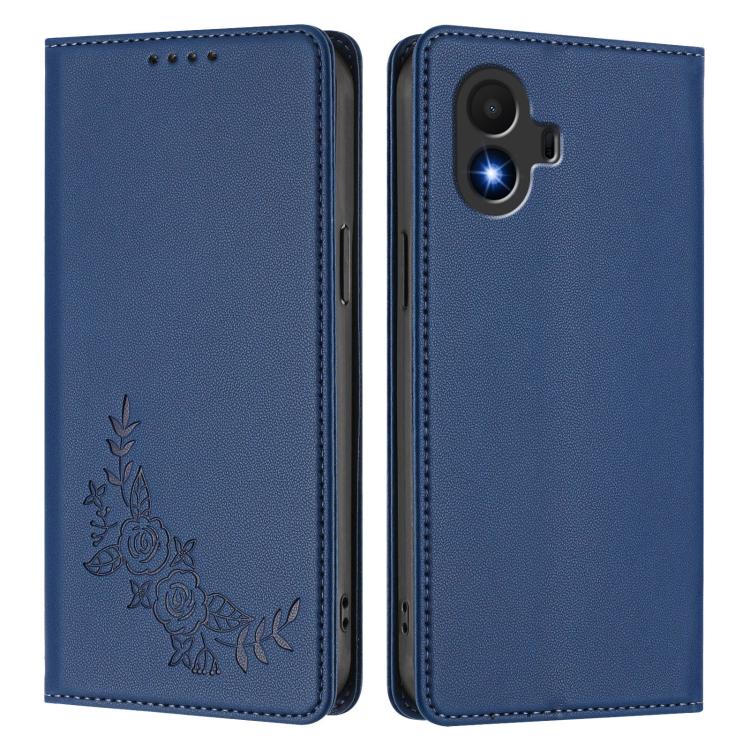 For TCL K70 SE Peony Embossed Magnetic RFID Vegan Leather Phone Case