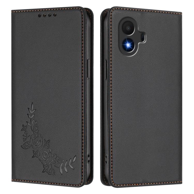For TCL K70 SE Peony Embossed Magnetic RFID Vegan Leather Phone Case