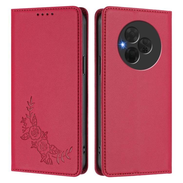 For TCL NxtPaper 60 Ultra 5G Peony Embossed Magnetic RFID Vegan Leather Phone Case