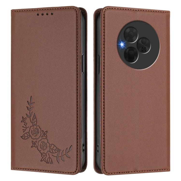 For TCL NxtPaper 60 Ultra 5G Peony Embossed Magnetic RFID Vegan Leather Phone Case