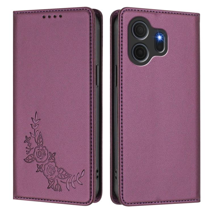 For TCL NxtPaper 70 Pro 5G Peony Embossed Magnetic RFID Vegan Leather Phone Case
