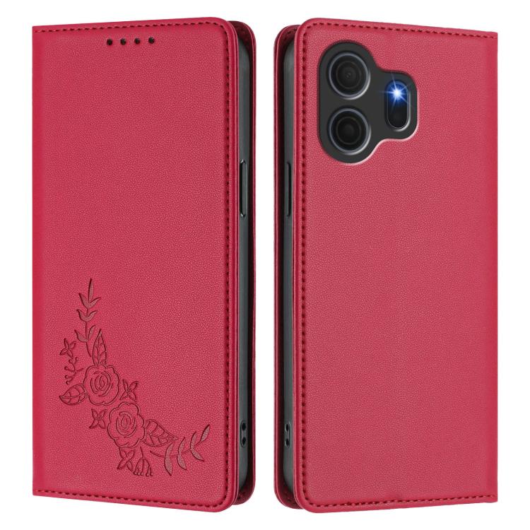 For TCL NxtPaper 70 Pro 5G Peony Embossed Magnetic RFID Vegan Leather Phone Case