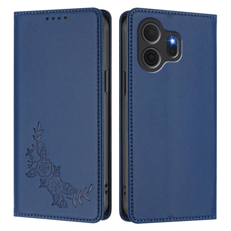 For TCL NxtPaper 70 Pro 5G Peony Embossed Magnetic RFID Vegan Leather Phone Case